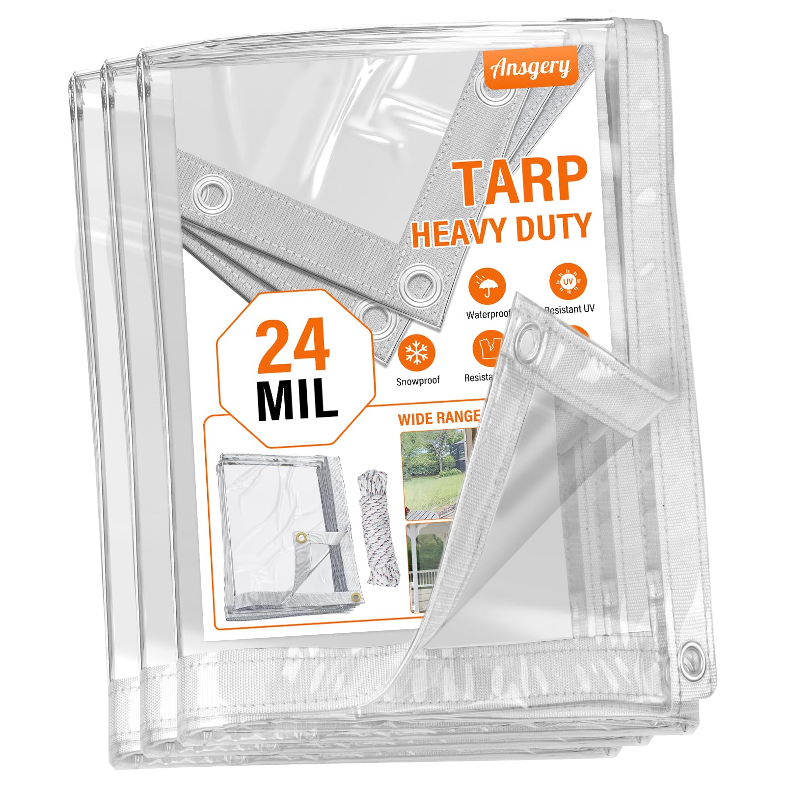 Amazon.com : Ansgery Clear Heavy Duty Tarp,Clear Vinyl Tarp with